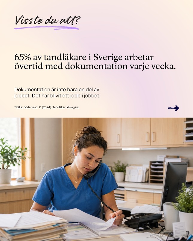 Dentio stat about documentation overtime in Swedish dental care.