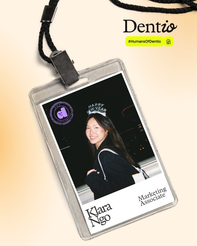 Dentio team spotlight featuring Klara from marketing.